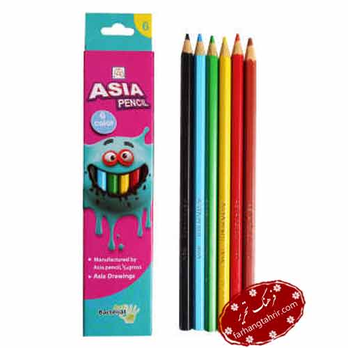 مدادرنگی 6 رنگ آسیا جعبه مقوایی